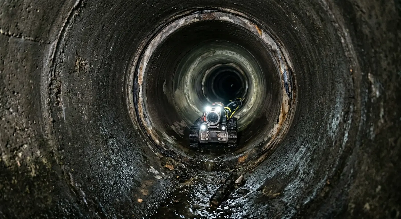 Robotic sewer camera inspecting pipe interior for Sewer Line Cleaning in Lower Heidelberg